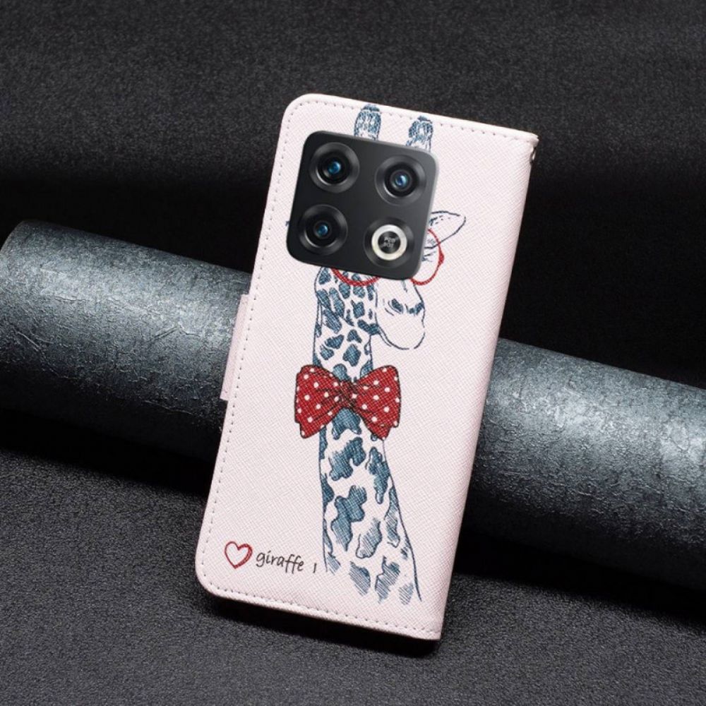 Flip Case Für OnePlus 10 Pro 5G Nerdige Giraffe