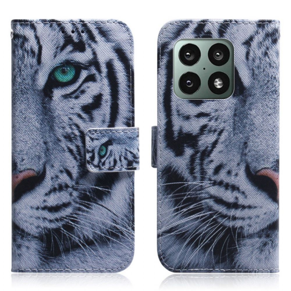 Flip Case Für OnePlus 10 Pro 5G Tigergesicht