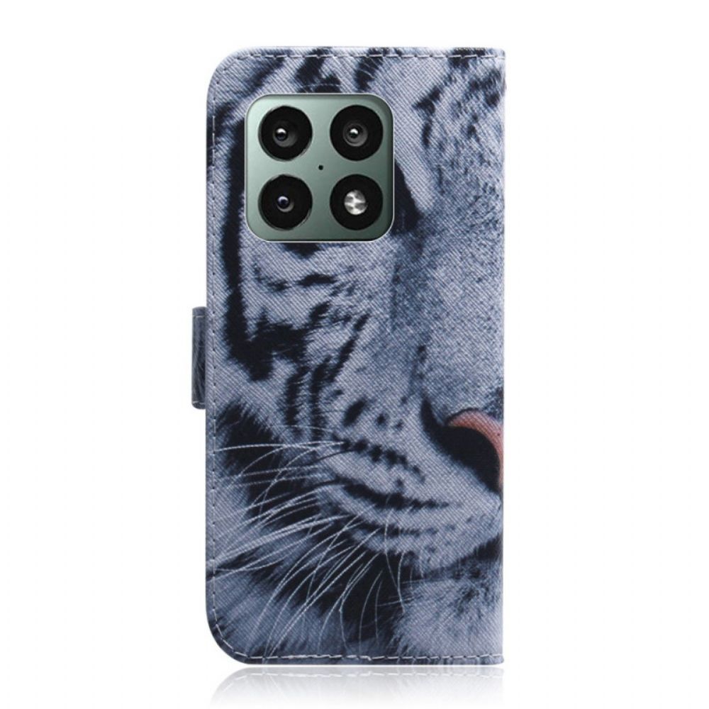 Flip Case Für OnePlus 10 Pro 5G Tigergesicht