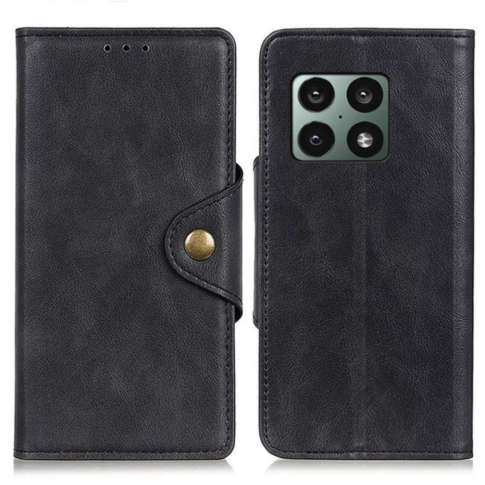 Flip Case Für OnePlus 10 Pro 5G Vintage Kunstleder Und Knopf