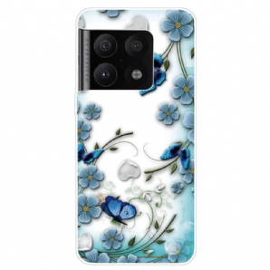 Handyhülle Für OnePlus 10 Pro 5G Retro Schmetterlinge Und Blumen