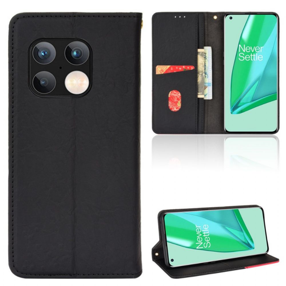 Schutzhülle Für OnePlus 10 Pro 5G Flip Case Abgeschrägtes Zweifarbiges Kunstleder