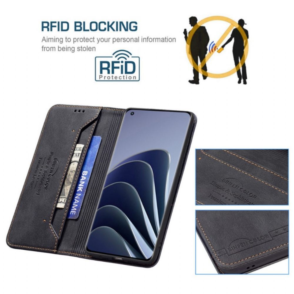 Schutzhülle Für OnePlus 10 Pro 5G Flip Case Binfen Color Rfid Nähen