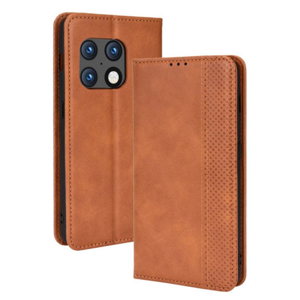 Schutzhülle Für OnePlus 10 Pro 5G Flip Case Gestylter Vintage-leder-effekt