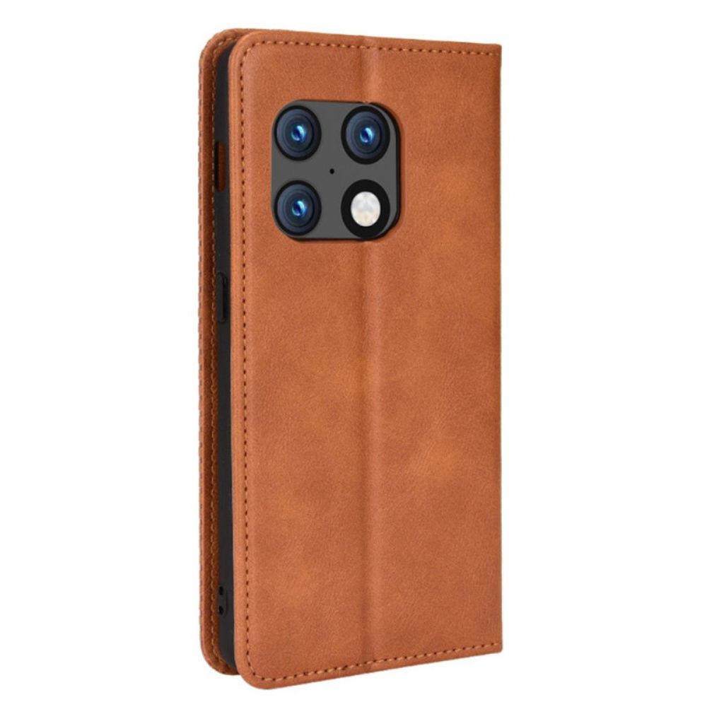 Schutzhülle Für OnePlus 10 Pro 5G Flip Case Gestylter Vintage-leder-effekt