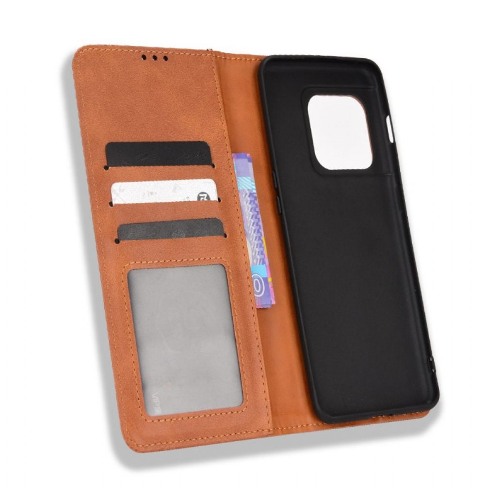 Schutzhülle Für OnePlus 10 Pro 5G Flip Case Gestylter Vintage-leder-effekt