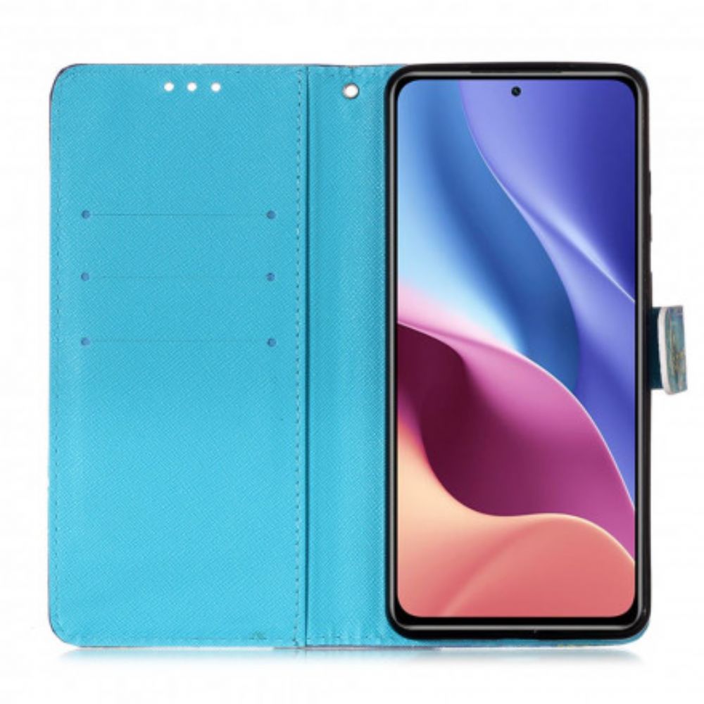 Flip Case Für Xiaomi Mi 11i 5G / Poco F3 Goldene Schmetterlinge