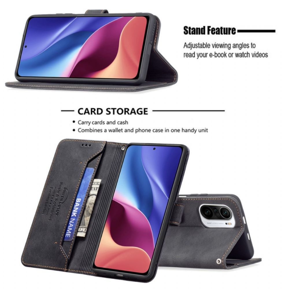 Flip Case Für Xiaomi Mi 11i 5G / Poco F3 Rfid-binfen-farbe