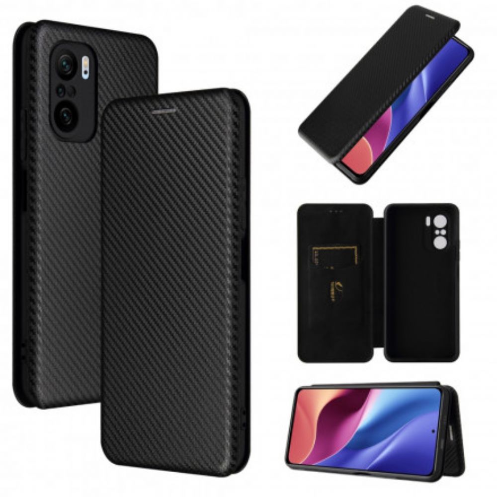 Schutzhülle Für Xiaomi Mi 11i 5G / Poco F3 Flip Case Kohlefaser Mit Stützring