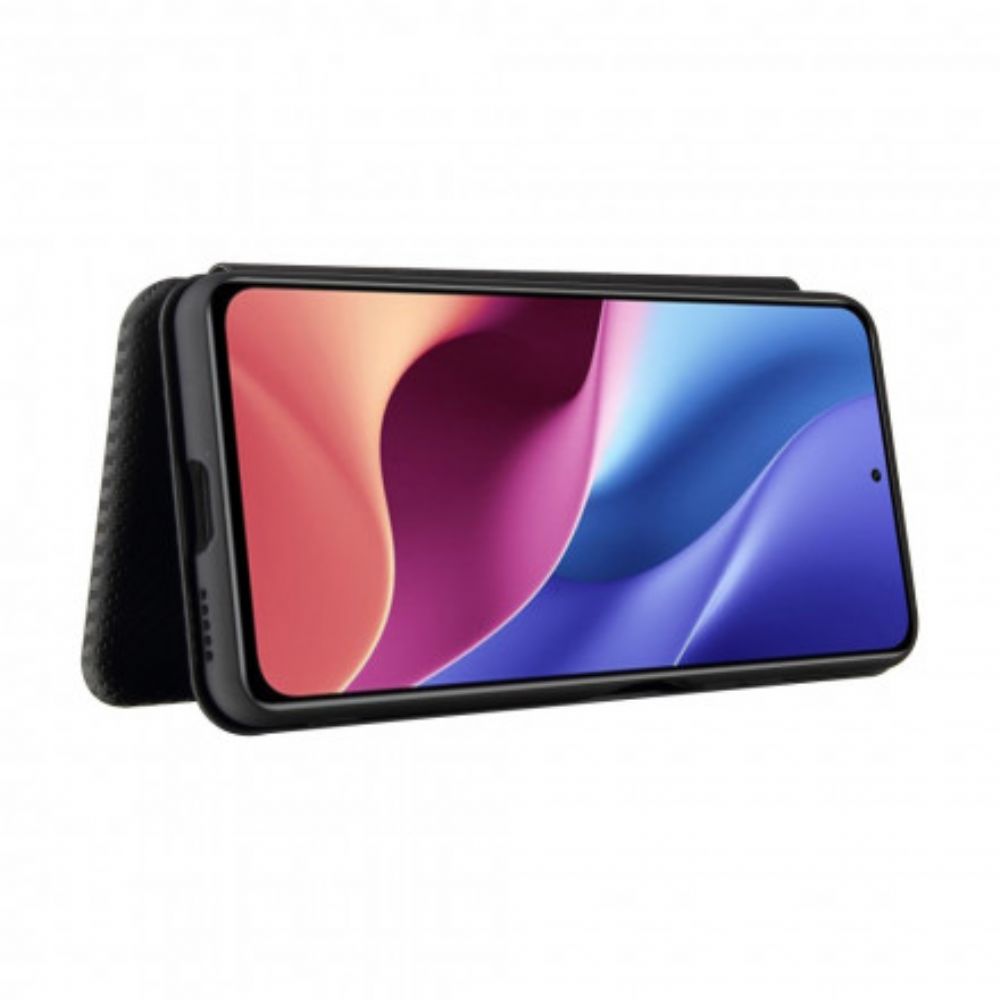 Schutzhülle Für Xiaomi Mi 11i 5G / Poco F3 Flip Case Kohlefaser Mit Stützring