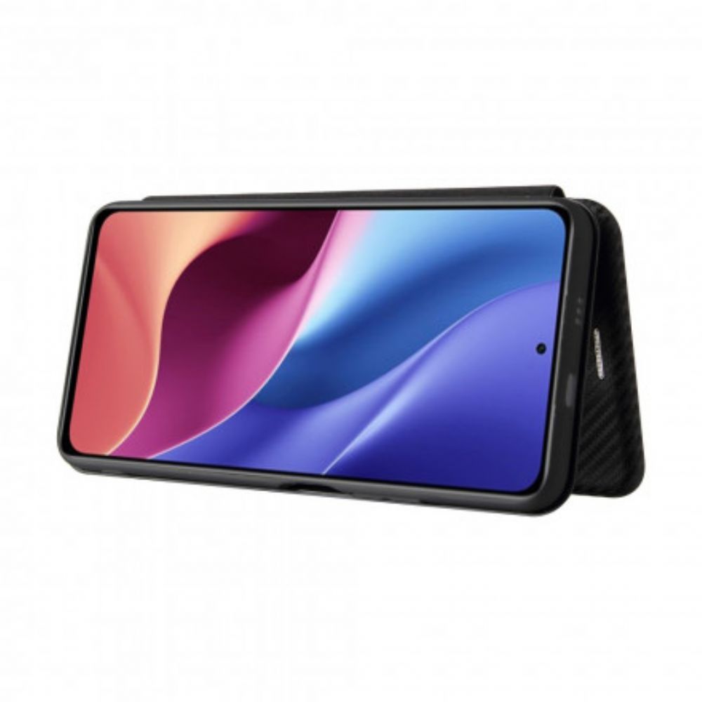 Schutzhülle Für Xiaomi Mi 11i 5G / Poco F3 Flip Case Kohlefaser Mit Stützring