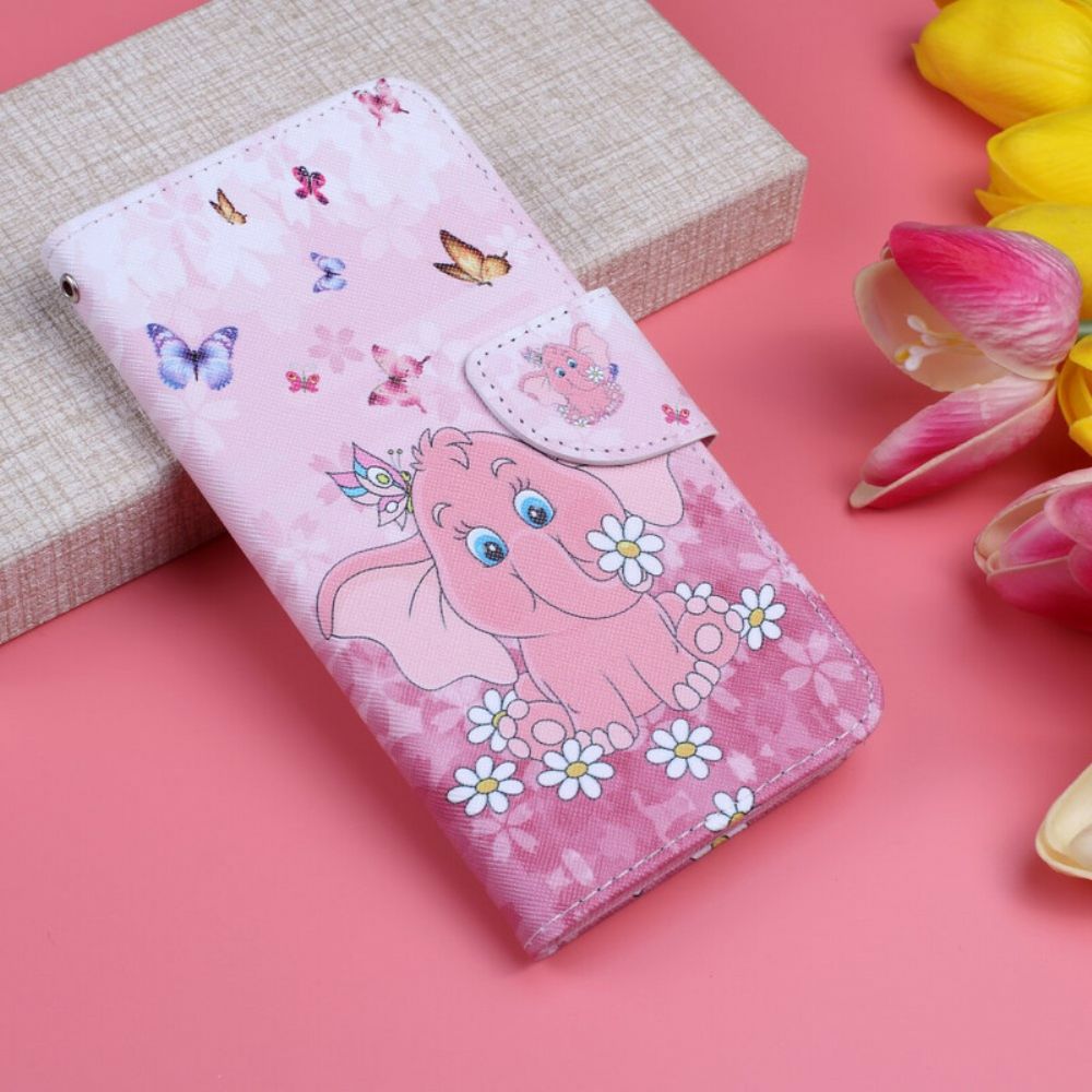 Flip Case Für Google Pixel 4 XL Elefantenbaby Rosa