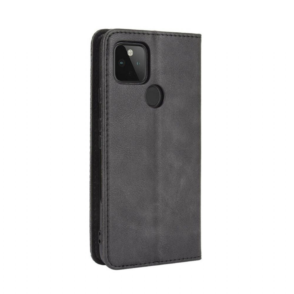 Schutzhülle Für Google Pixel 4A 5G Flip Case Stilisierter Vintage-ledereffekt