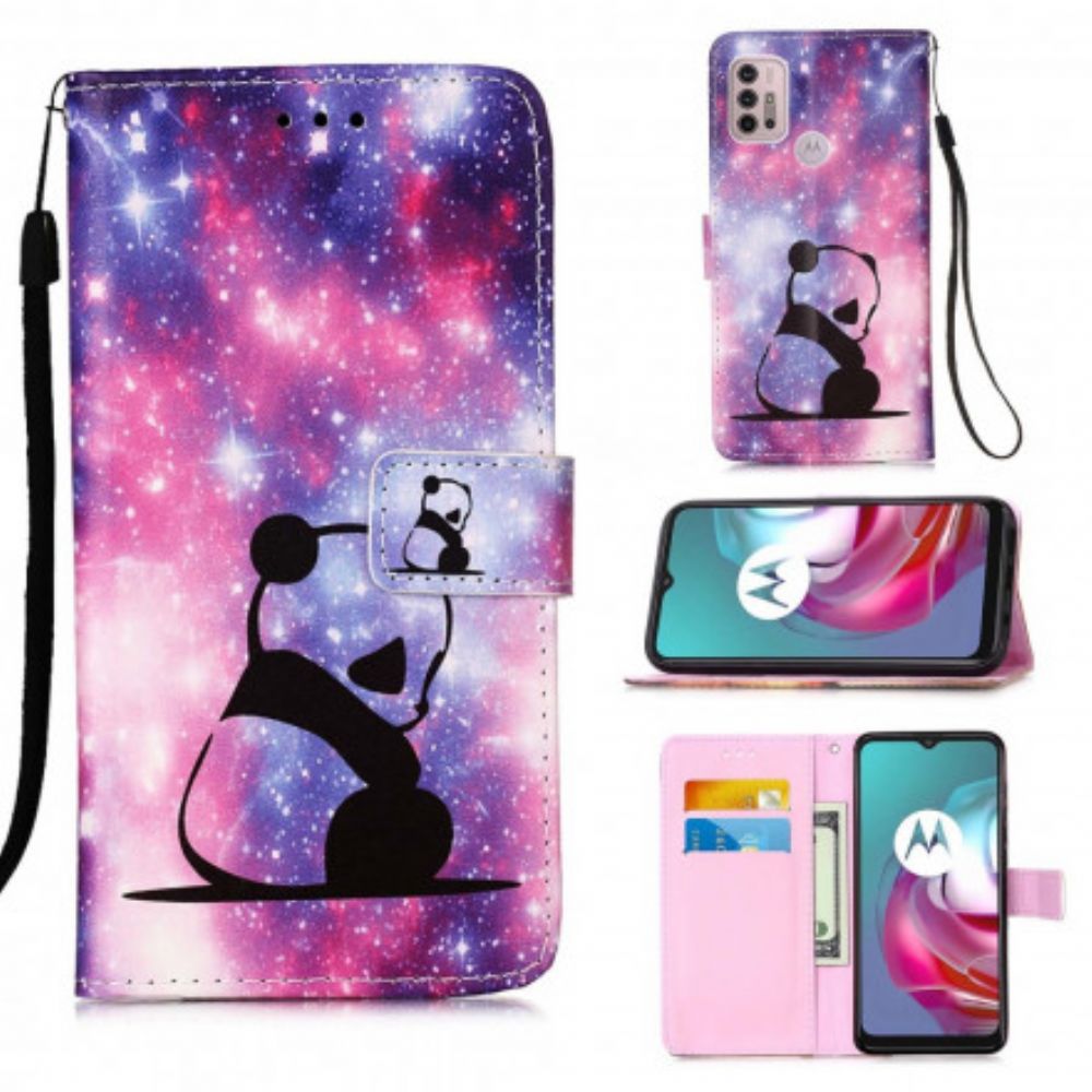 Flip Case Für Moto G10 / G30 Panda-galaxie