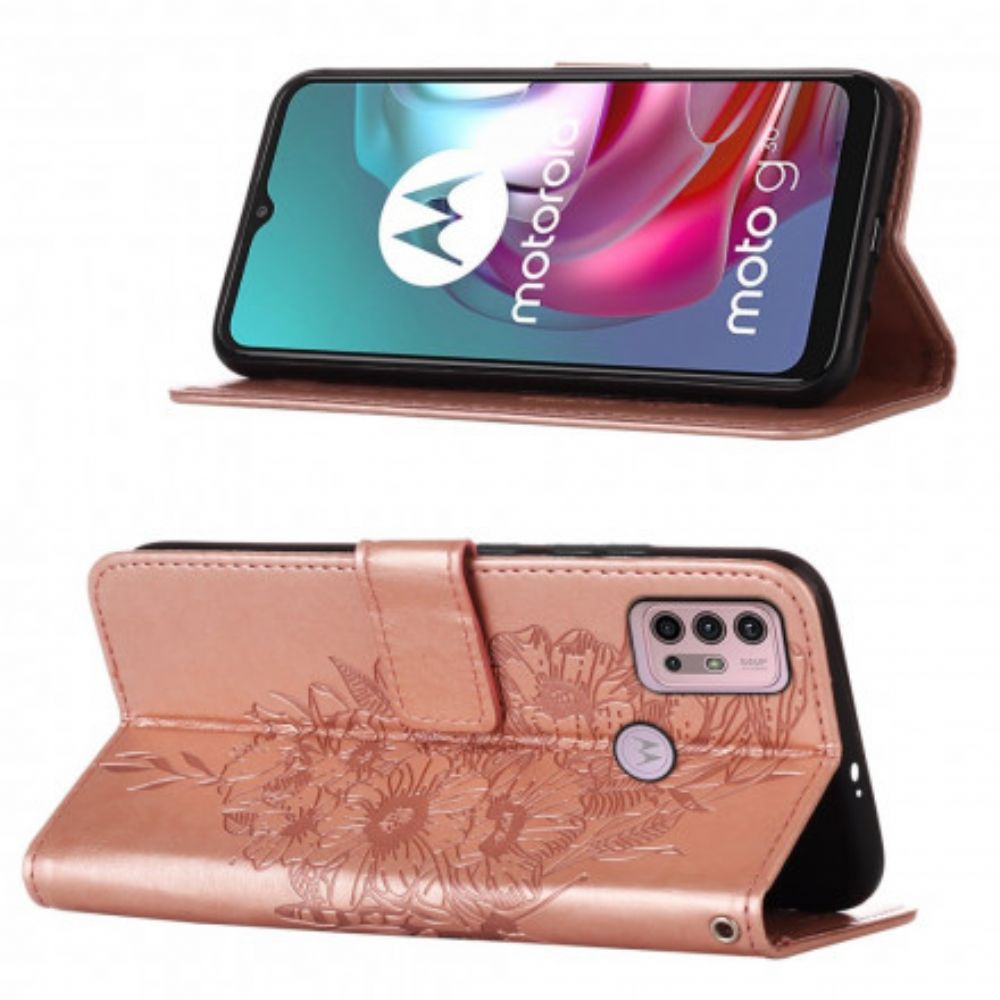 Flip Case Für Moto G10 / G30 Schmetterlingsdesign