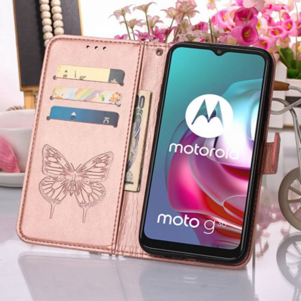 Flip Case Für Moto G10 / G30 Schmetterlingsdesign