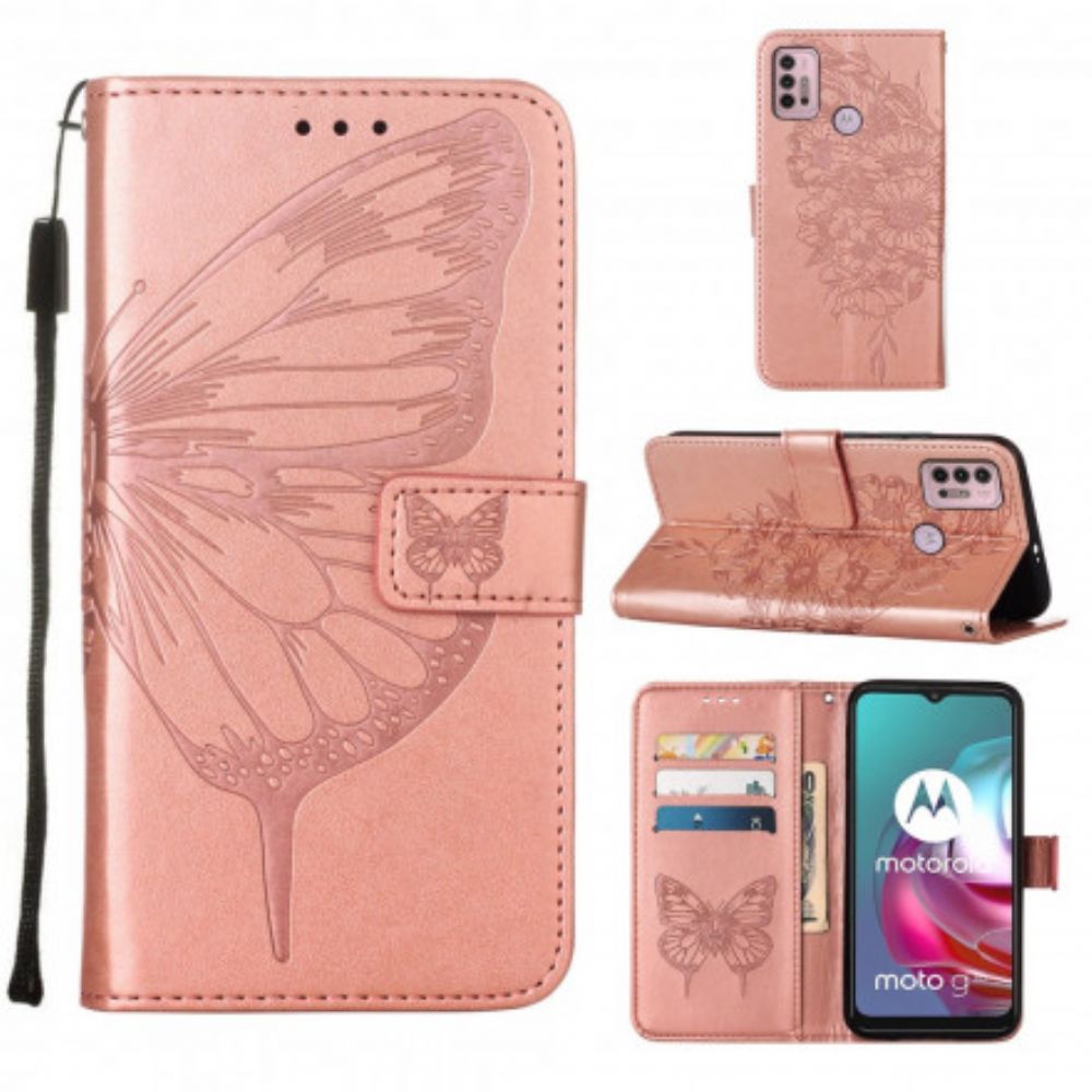 Flip Case Für Moto G10 / G30 Schmetterlingsdesign