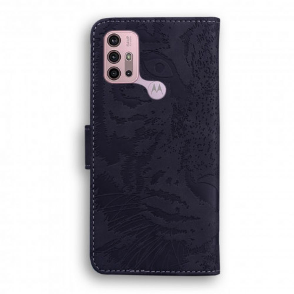 Flip Case Für Moto G10 / G30 Tigergesichtsdruck