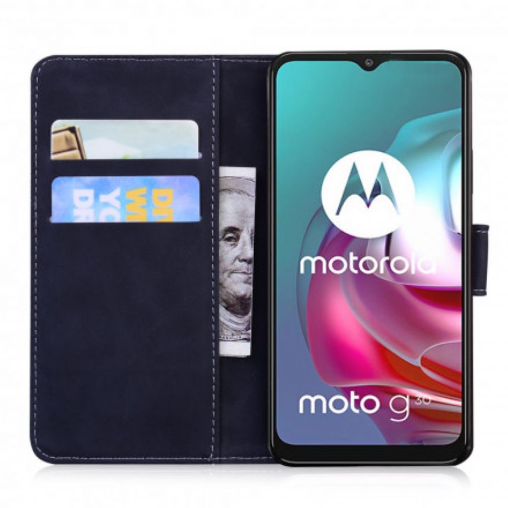 Flip Case Für Moto G10 / G30 Tigergesichtsdruck