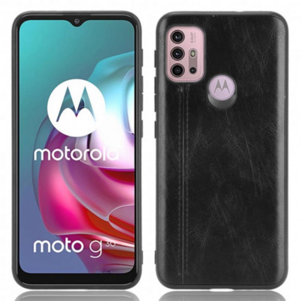 Handyhülle Für Moto G10 / G30 Naht Lederoptik