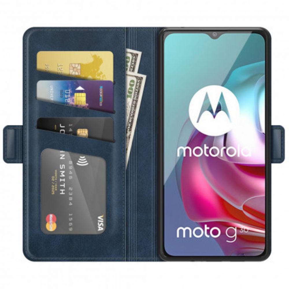 Lederhüllen Für Moto G10 / G30 Flip Case Doppelklappe