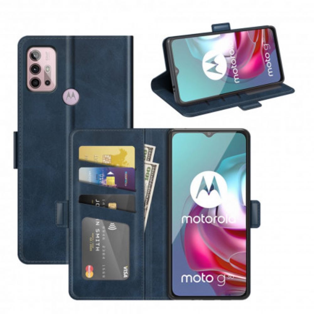 Lederhüllen Für Moto G10 / G30 Flip Case Doppelklappe