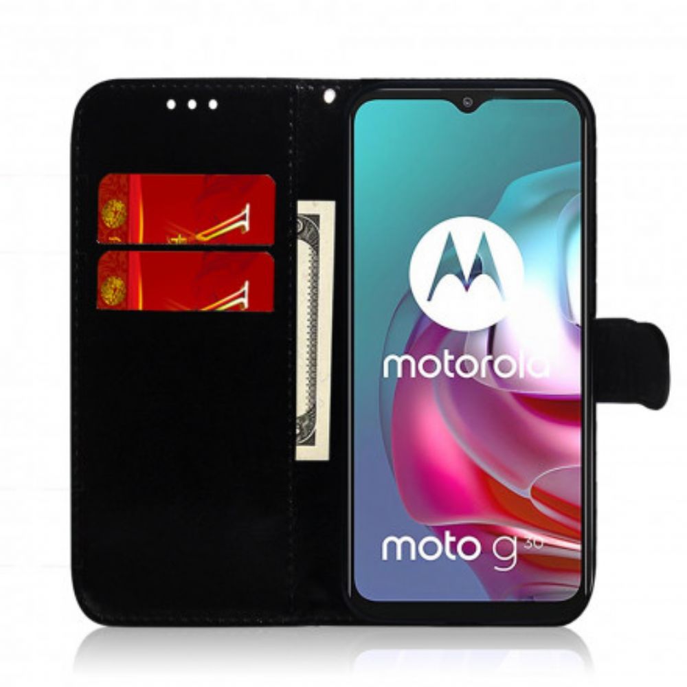 Lederhüllen Für Moto G10 / G30 Spiegel Mit Kunstlederbezug