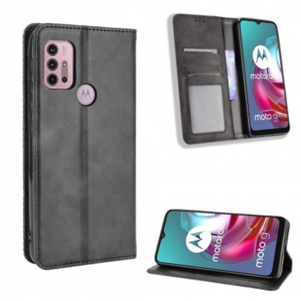 Schutzhülle Für Moto G10 / G30 Flip Case Gestylter Vintage-leder-effekt