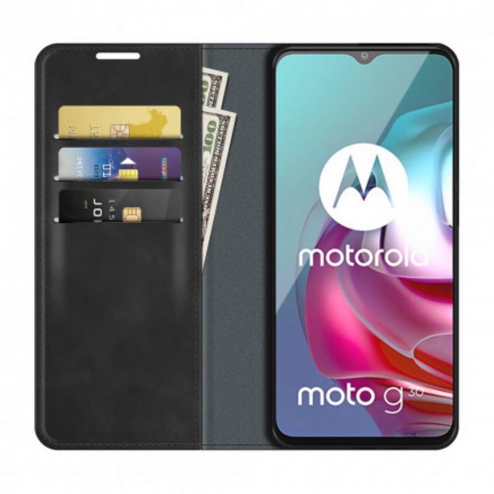 Schutzhülle Für Moto G10 / G30 Flip Case Seidenweicher Ledereffekt