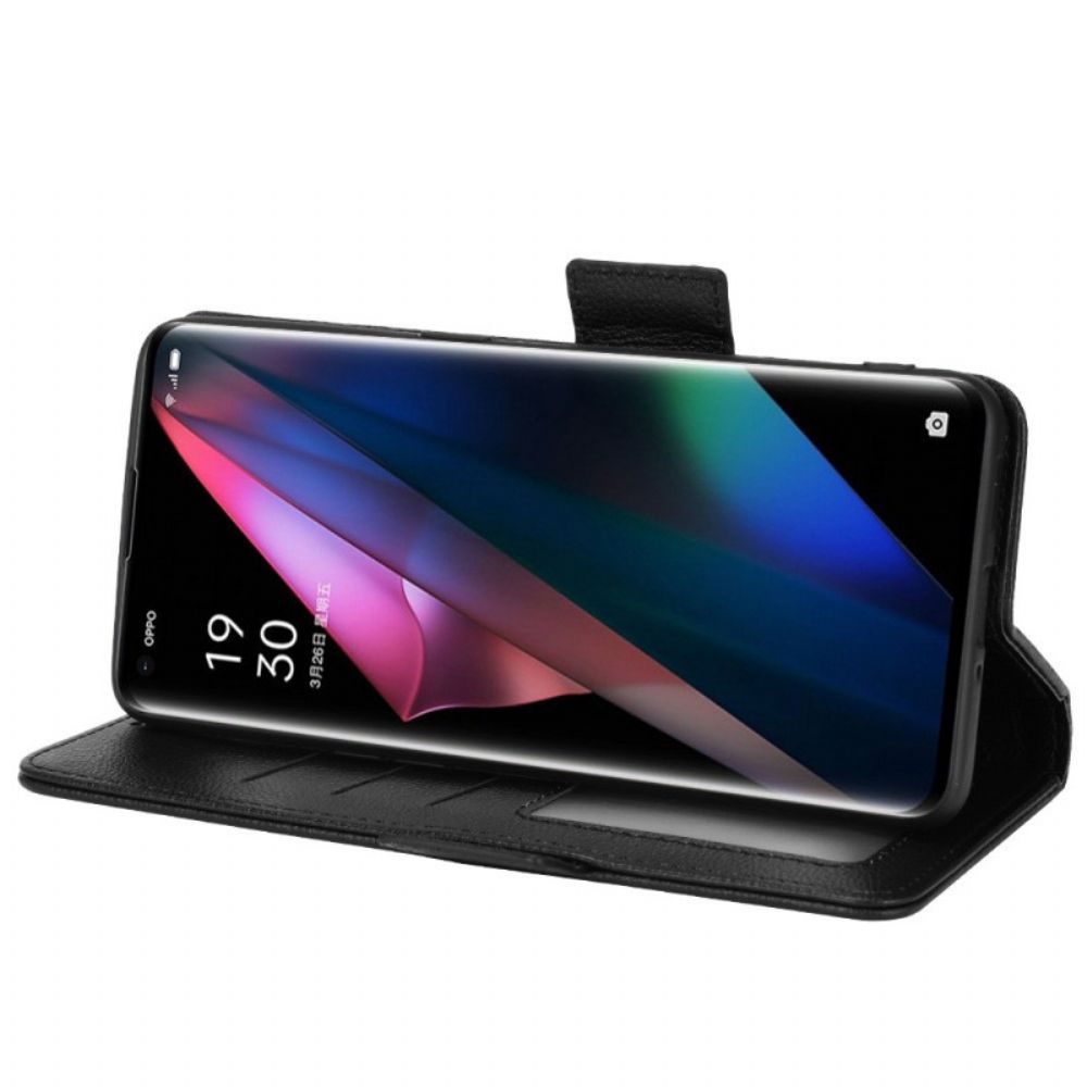 Flip Case Für Oppo Find X3 / X3 Pro Flip Case Doppelte Klappe Litschi Neue Farben