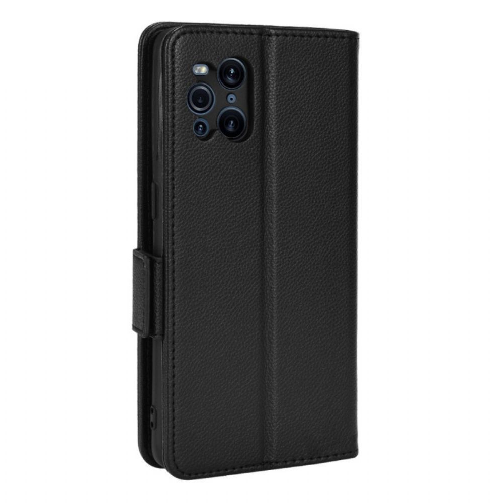 Flip Case Für Oppo Find X3 / X3 Pro Flip Case Doppelte Klappe Litschi Neue Farben