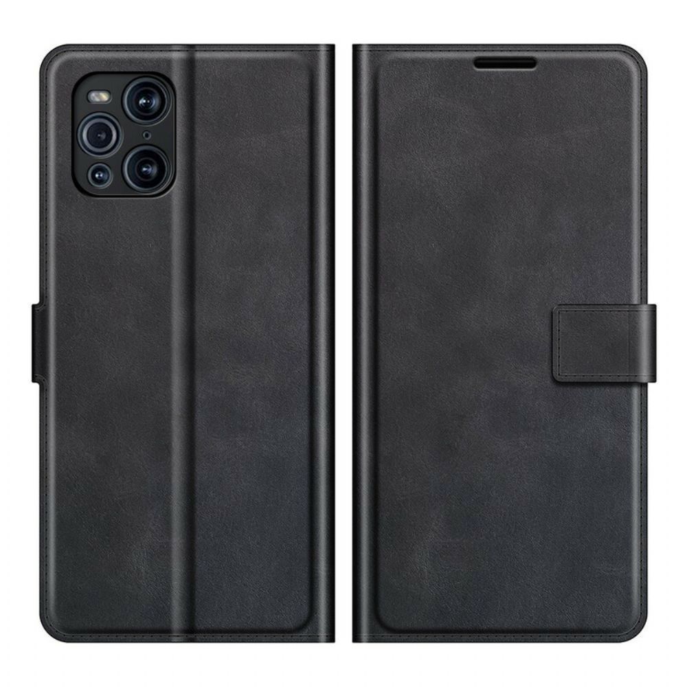 Flip Case Für Oppo Find X3 / X3 Pro Extrem Schmaler Ledereffekt