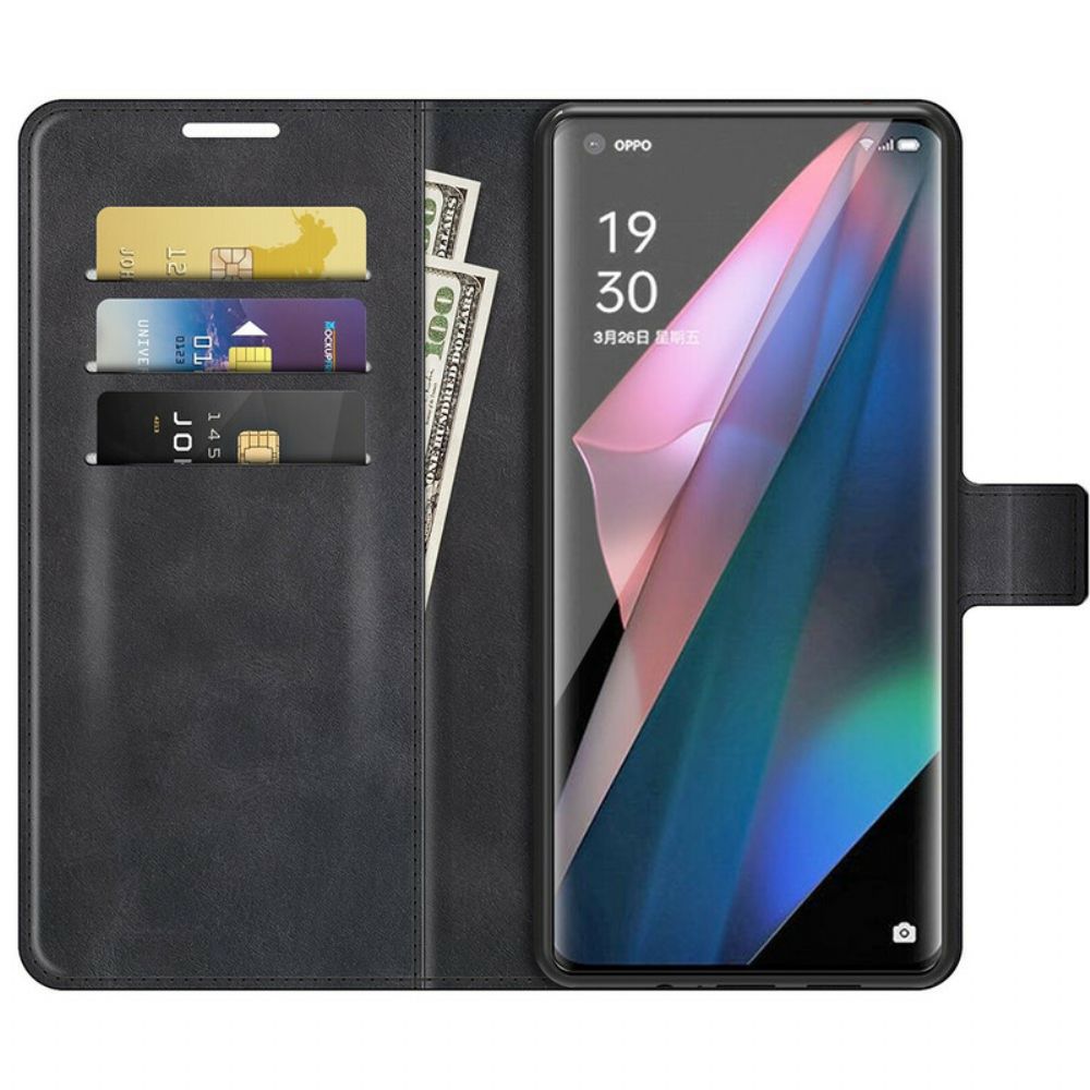 Flip Case Für Oppo Find X3 / X3 Pro Extrem Schmaler Ledereffekt