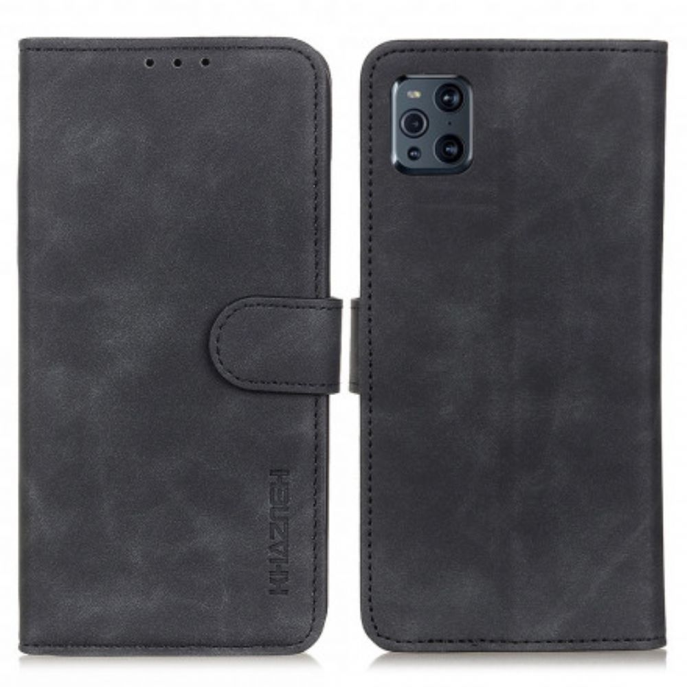 Flip Case Für Oppo Find X3 / X3 Pro Matter Vintage-leder-effekt Khazneh