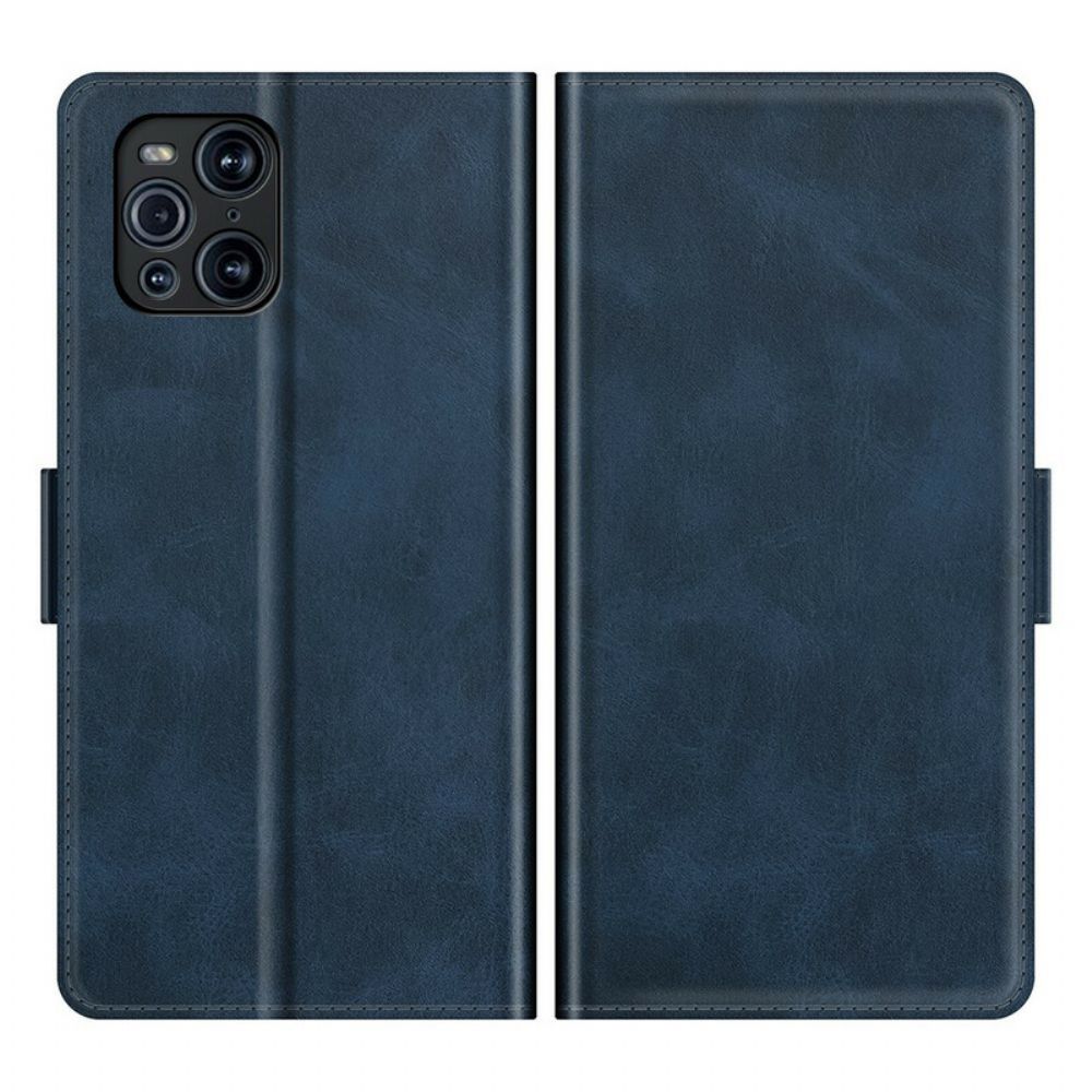 Lederhüllen Für Oppo Find X3 / X3 Pro Flip Case Klassische Doppelklappe