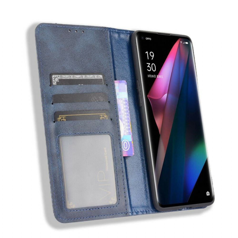 Schutzhülle Für Oppo Find X3 / X3 Pro Flip Case Gestylter Vintage-leder-effekt