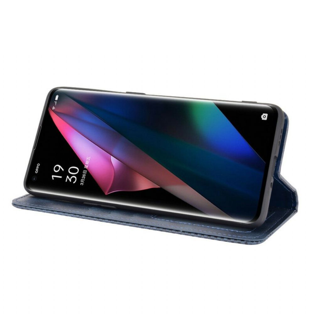 Schutzhülle Für Oppo Find X3 / X3 Pro Flip Case Gestylter Vintage-leder-effekt