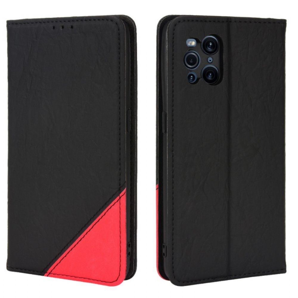 Schutzhülle Für Oppo Find X3 / X3 Pro Flip Case Slant Bicolor Kunstleder