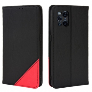 Schutzhülle Für Oppo Find X3 / X3 Pro Flip Case Slant Bicolor Kunstleder