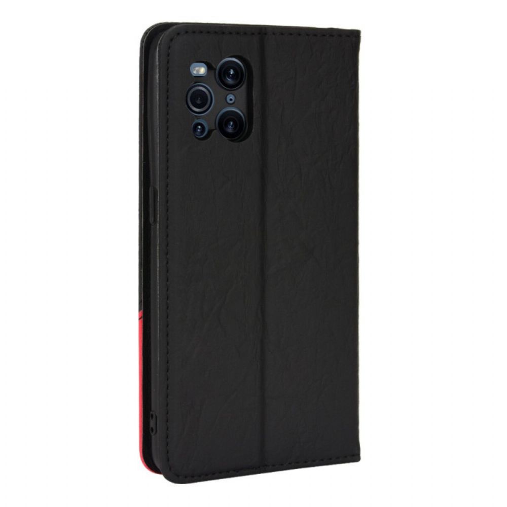 Schutzhülle Für Oppo Find X3 / X3 Pro Flip Case Slant Bicolor Kunstleder