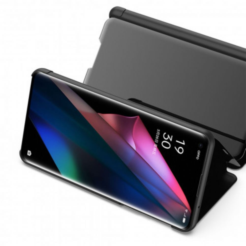 Schutzhülle Für Oppo Find X3 / X3 Pro Spiegel Und Kunstleder