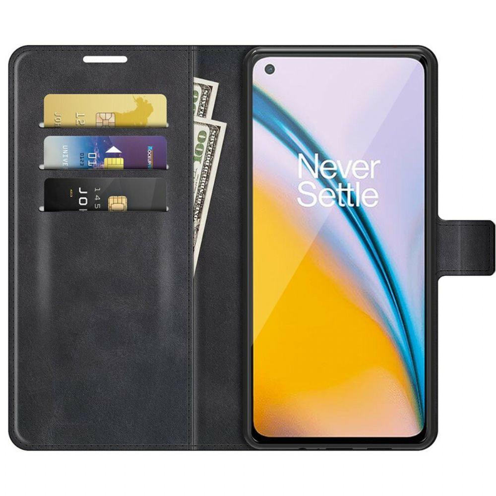 Flip Case Für OnePlus Nord 2 5G Extrem Schmaler Ledereffekt