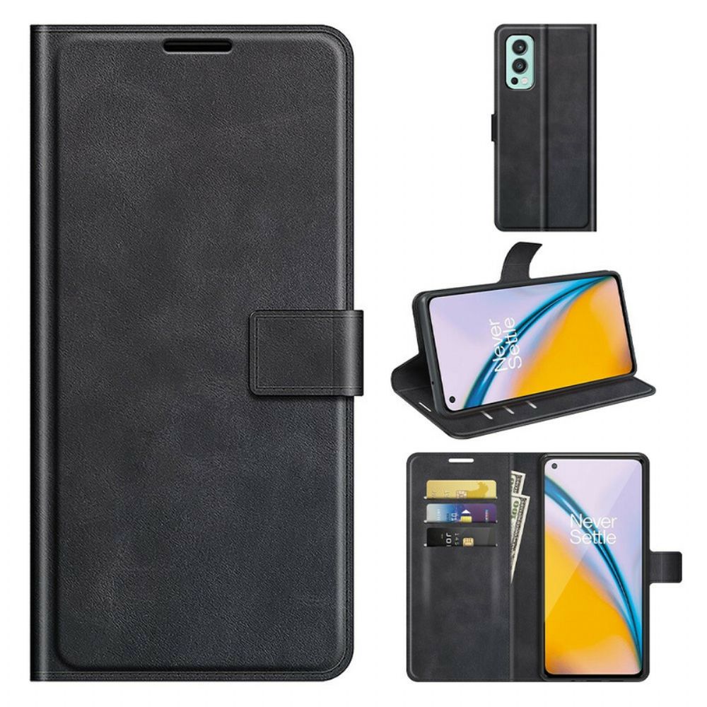 Flip Case Für OnePlus Nord 2 5G Extrem Schmaler Ledereffekt