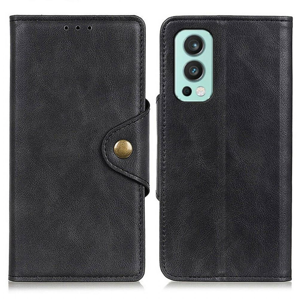 Flip Case Für OnePlus Nord 2 5G Kunstlederknopf