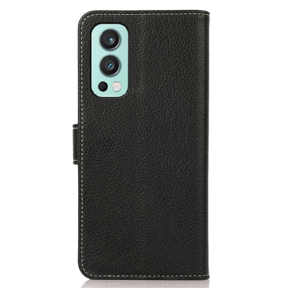 Flip Case Für OnePlus Nord 2 5G Litschileder Mit Naht