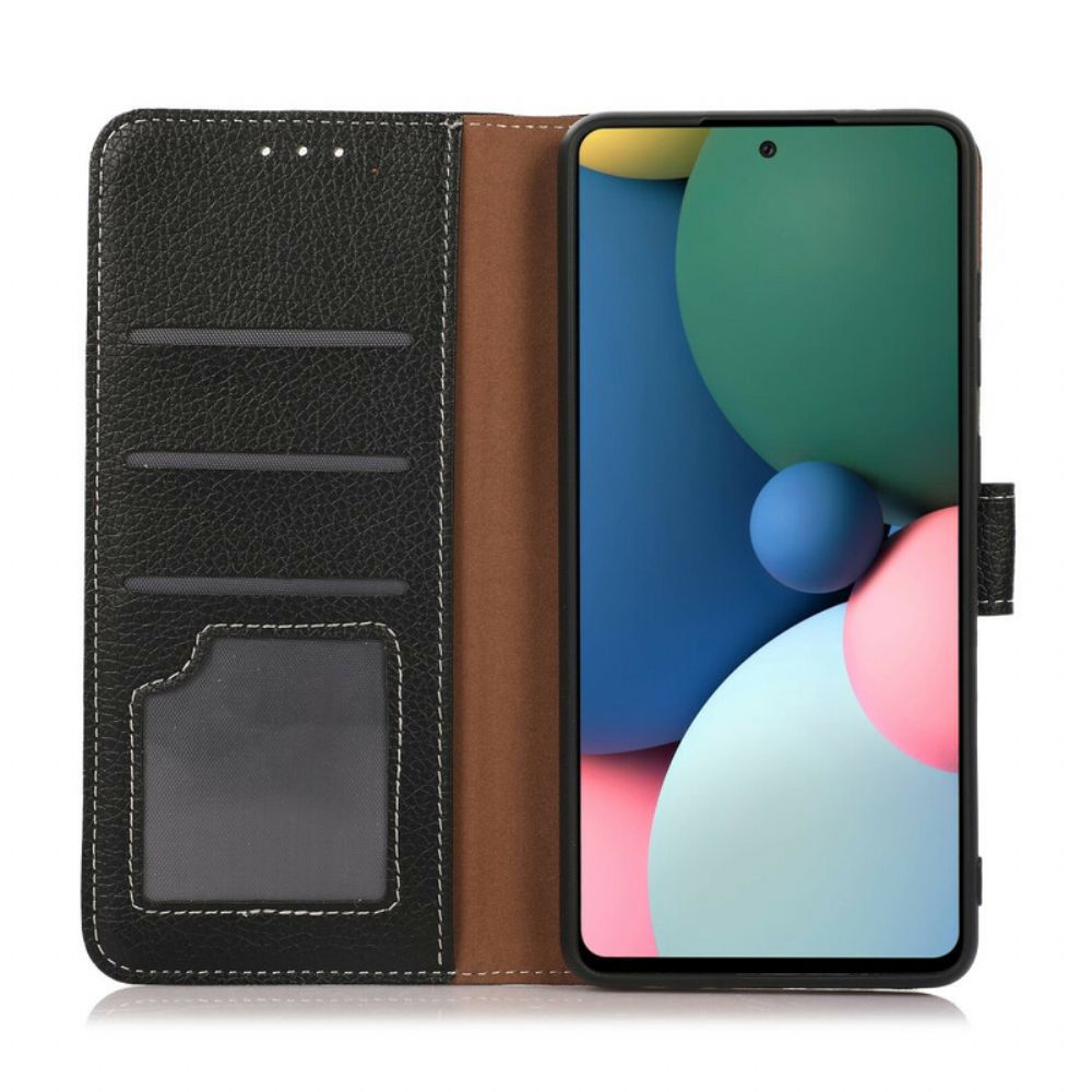 Flip Case Für OnePlus Nord 2 5G Litschileder Mit Naht