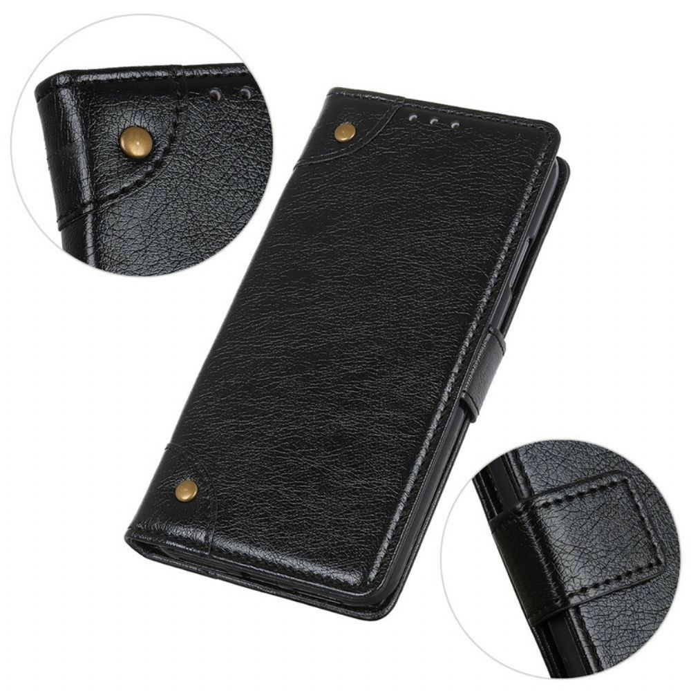 Flip Case Für OnePlus Nord 2 5G Nappaleder-stil Mit Vintage-nieten