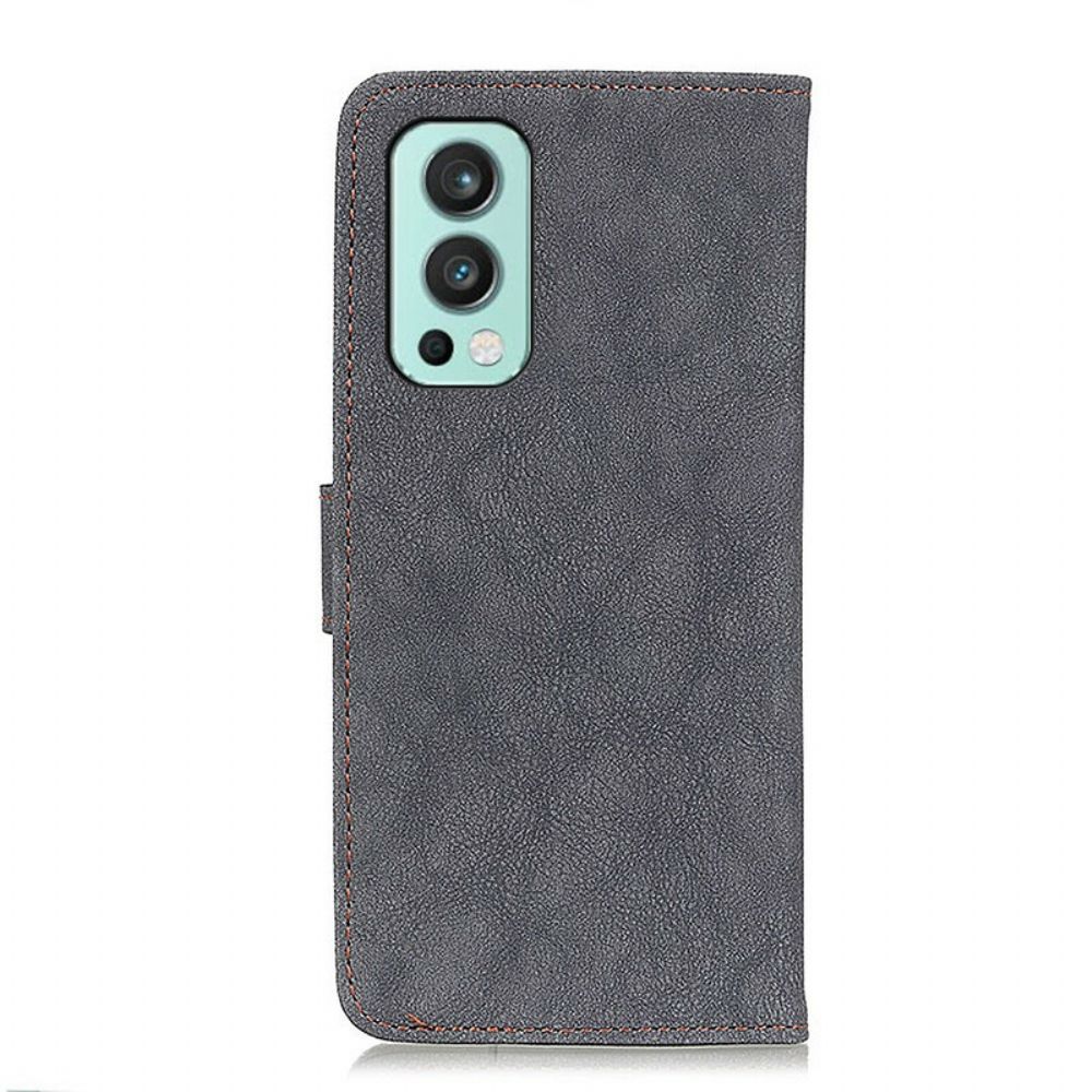 Flip Case Für OnePlus Nord 2 5G Retro Split Kunstleder Khazneh