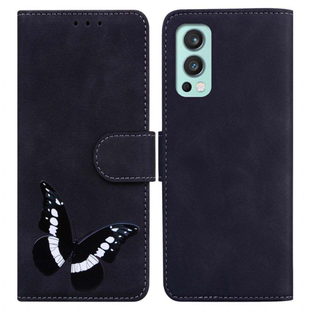 Flip Case Für OnePlus Nord 2 5G Schmetterlingshaut-touch