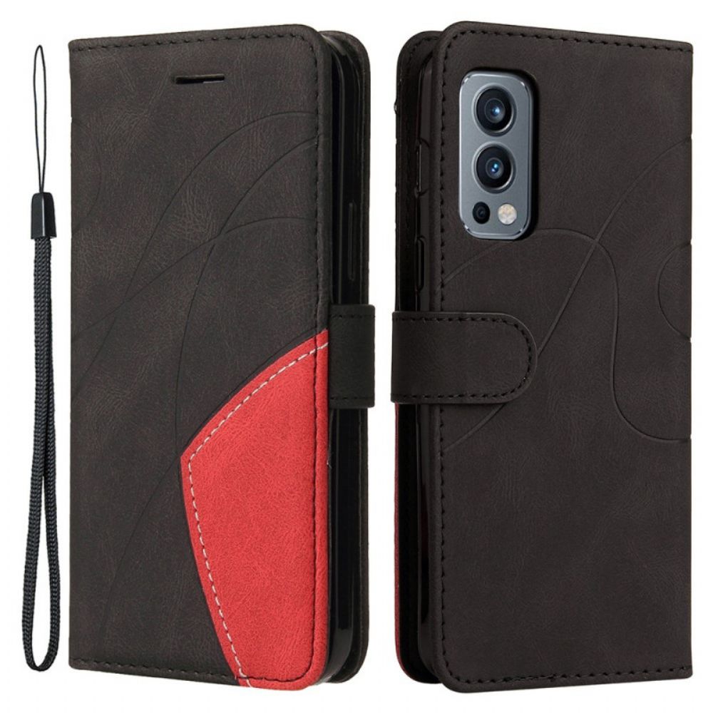 Flip Case Für OnePlus Nord 2 5G Signature Two-tone Kunstleder